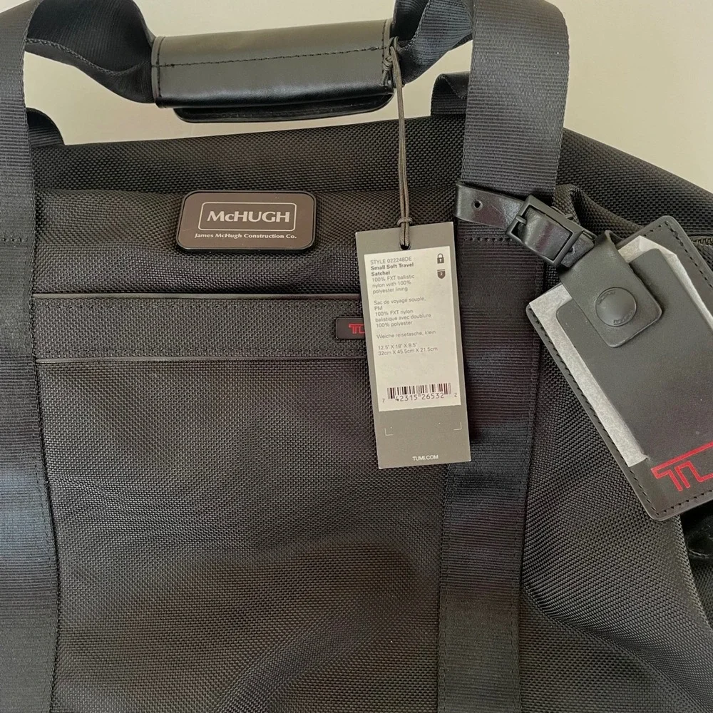 Tumi‎ Small Soft Travel Satchel Black Ballistic Nylon Duffle Bag Corp Collection